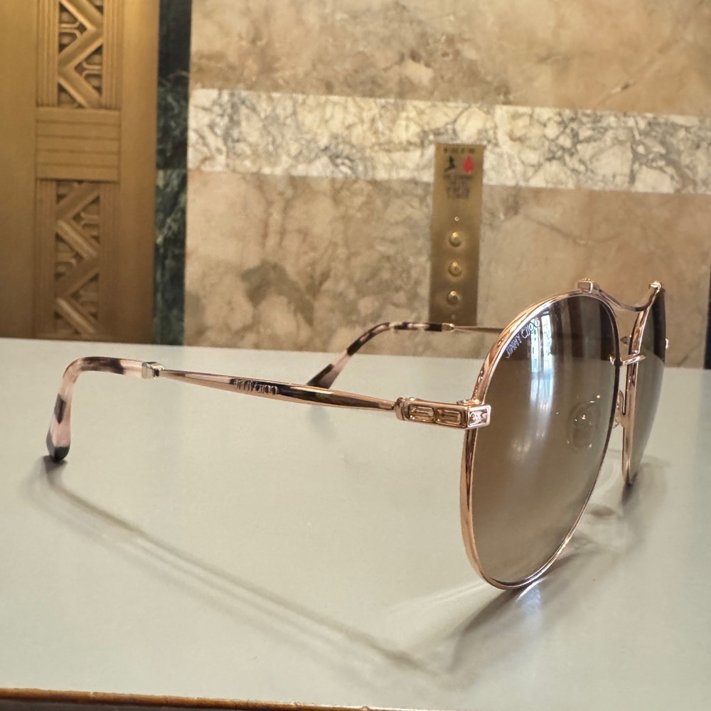 Jimmy Choo Vina Women’s Aviaors /G/Sk DDBJl Elegant Rose Gold Sunglasses